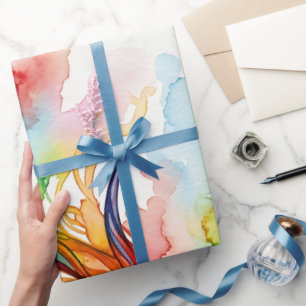Abstraktes Reh Regenbogen Wasserfarben Geschenkpap Geschenkpapier