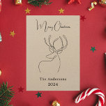 Abstraktes Rentierbeige Weihnachtsgeschenk Feiertagskarte<br><div class="desc">Ein abstrakter Rentier. Personalisieren und fügen Sie einen Namen und ein Jahr. Text: Frohe Weihnachten. Zurück: Fügen Sie Ihre Notiz und Ihre Namen hinzu.</div>