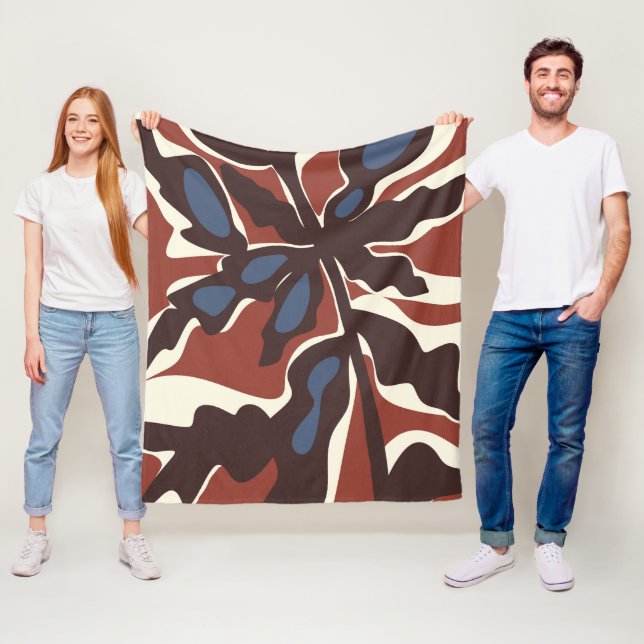 Abstraktes Retro-Blattmotiv  Fleecedecke (Beispiel)