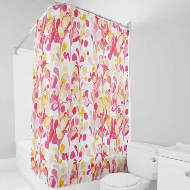 Abstraktes Retro-Marmormuster Rosa Gelb Duschvorhang (Retro abstract marble pattern pink yellow shower curtain)