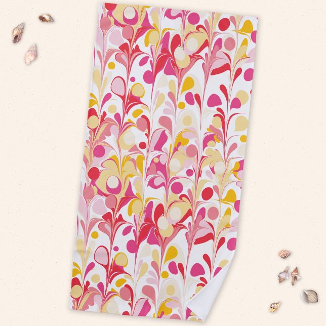 Abstraktes Retro-Marmormuster Rosa Gelb Strandtuch (Retro abstract marble pattern pink yellow beach towel)