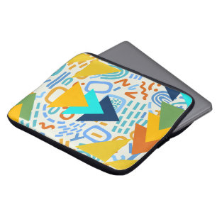 Abstraktes Retro-Muster Blau gelb Laptopschutzhülle