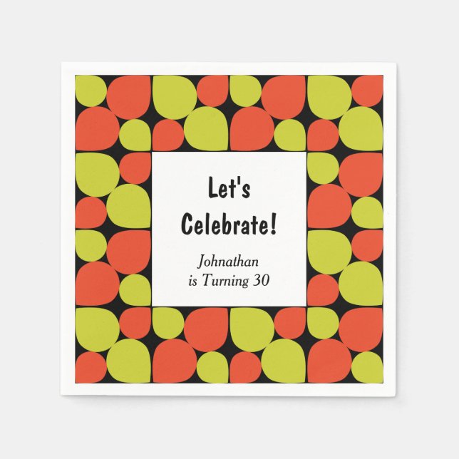 Abstraktes Retro Muster Geburtstag Serviette (Vorderseite)