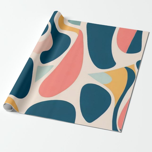 Abstraktes Retro-Muster Geschenkpapier (Ungerollt)
