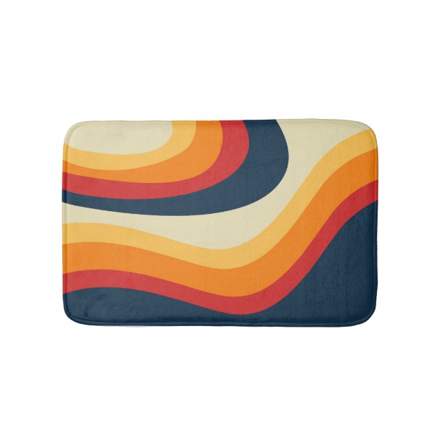 Abstraktes Retro-Wellendesign Badematte (Vorderseite)