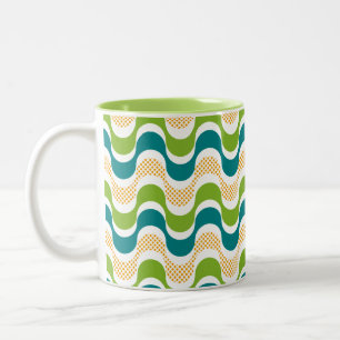 abstraktes Retro-Wellenmuster Zweifarbiges Kaffeet Zweifarbige Tasse