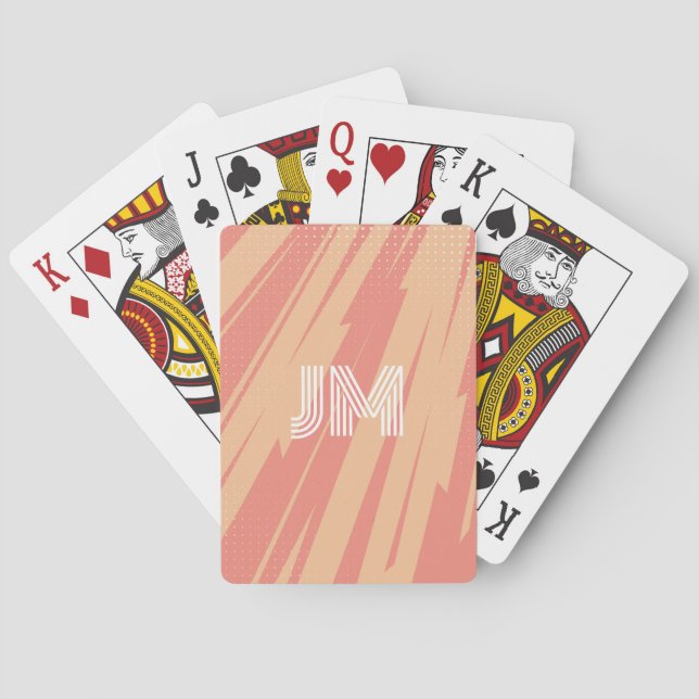 Abstraktes Retrodesign in Rosa und Orange Spielkarten (Rückseite)