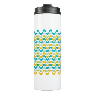 abstraktes Retrowellenmuster Thermosbecher
