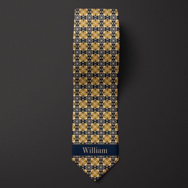 Abstraktes Ringelblumen-Blumenmuster Krawatte (Von Creator hochgeladen)