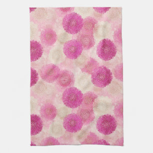 Abstraktes rosa Blumen-Spitzen-Kreis-Muster Geschirrtuch