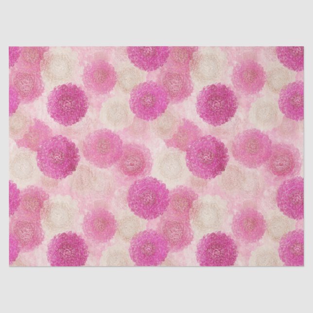 Abstraktes rosa Blumen-Spitzenkreis-Muster Seidenpapier (Vorderseite)