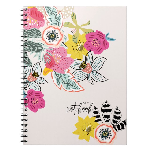 Abstraktes rosa Blumenmuster | Notizbuch Journal Notizblock (Vorderseite)
