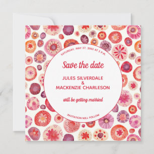 Abstraktes rosa Blumenmuster Save The Date