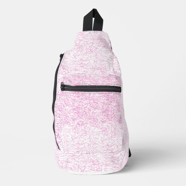 Abstraktes rosa Büroordner-Set Crossbody Bag (Vorderseite)