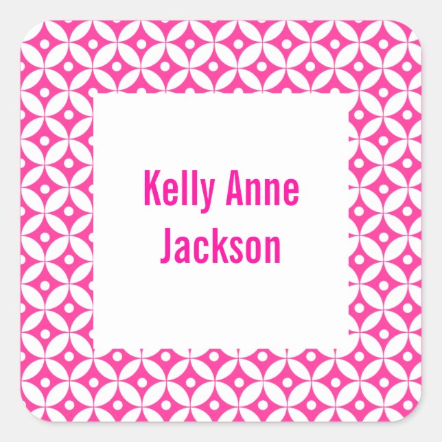Abstraktes rosa Circle Book Label / Geschenktippch Quadratischer Aufkleber (Vorderseite)