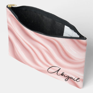 Abstraktes Rosa-Cremedesign mit Namen Zubehörtasche