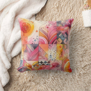Abstraktes rosa farbenfrohes geometrisches Design Kissen