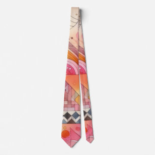 Abstraktes rosa farbenfrohes geometrisches Design Krawatte