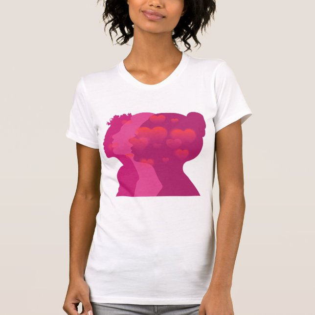 Abstraktes rosa Frauensilhouette T-Shirt (Vorderseite)