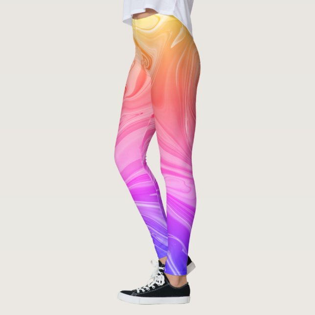 Abstraktes Rosa Gelbgelb-Gelb Leggings (Links)
