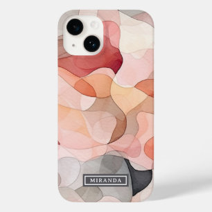 Abstraktes Rosa Grau Wasserfarben-Kunst Namensschi Case-Mate iPhone 14 Hülle