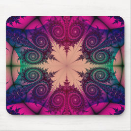 Abstraktes Rosa Kaleidoskop-Fraktal Design Mousepad