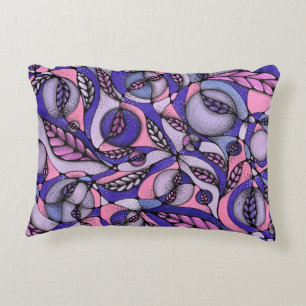 Abstraktes Rosa Lila Floral Doodle Muster Lendenki Dekokissen