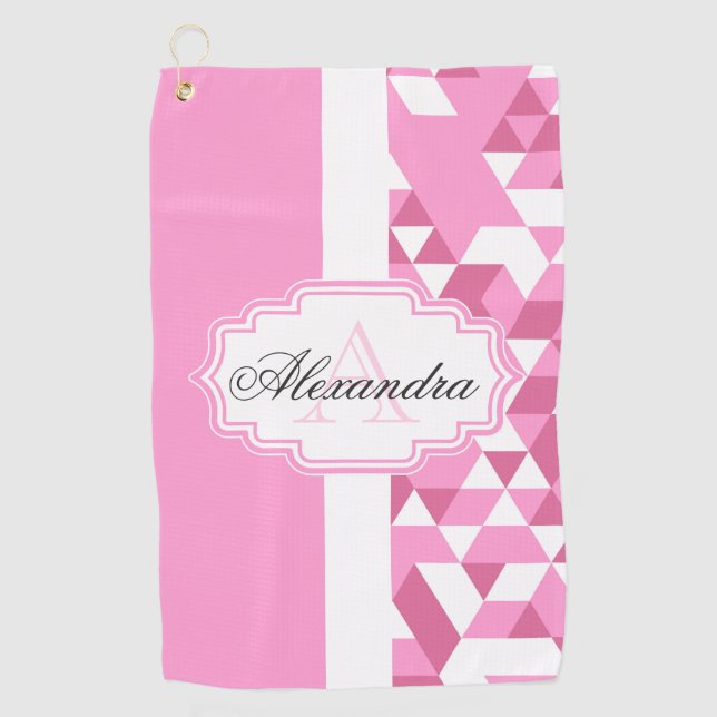 Abstraktes rosa Muster Golfhandtuch (Vorderseite)