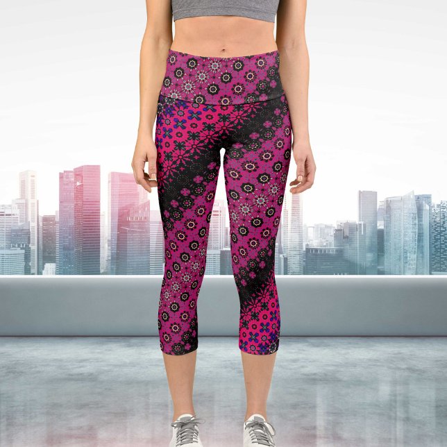 Abstraktes rosa Muster Hochwaisted Capris (Von Creator hochgeladen)