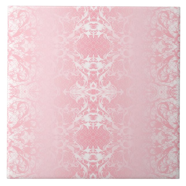 Abstraktes rosa Muster Keramik Tile Fliese (Vorderseite)