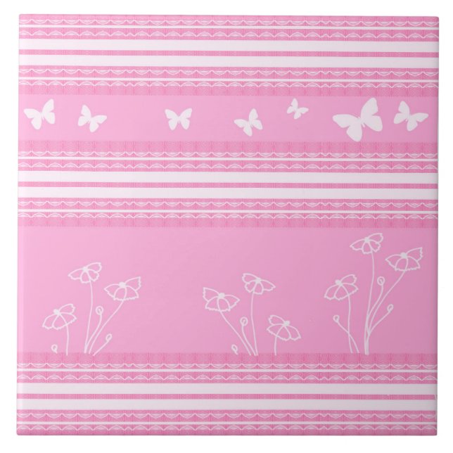 Abstraktes rosa Muster Keramikfliese (Vorderseite)