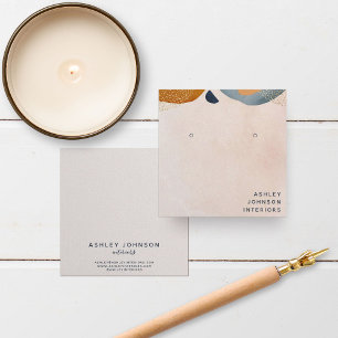 Abstraktes Rosa Teracotta Gold Ohrensichter Quadratische Visitenkarte