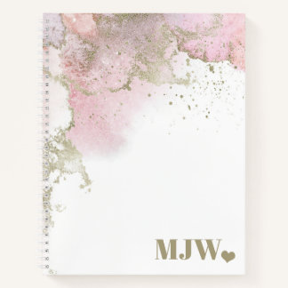 Abstraktes rosa und goldenes Monogramm Notizbuch