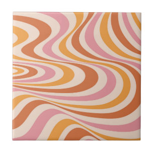 Abstraktes, rosa und orangefarbenes Design Fliese