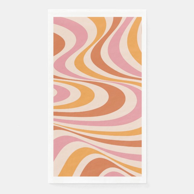 Abstraktes, rosa und orangefarbenes Design Serviette (Vorderseite)