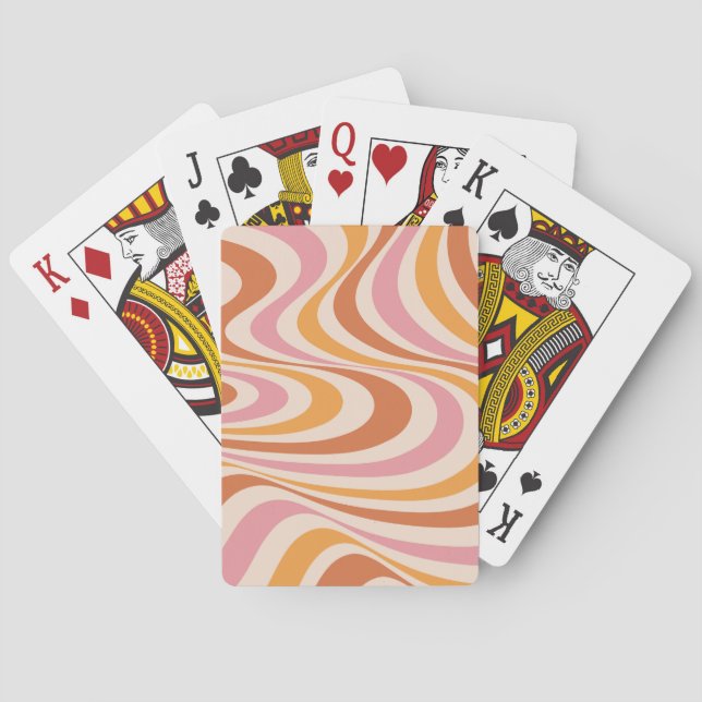 Abstraktes, rosa und orangefarbenes Design Spielkarten (Rückseite)