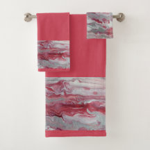 Abstraktes rosa und silbernes Set Handtuch