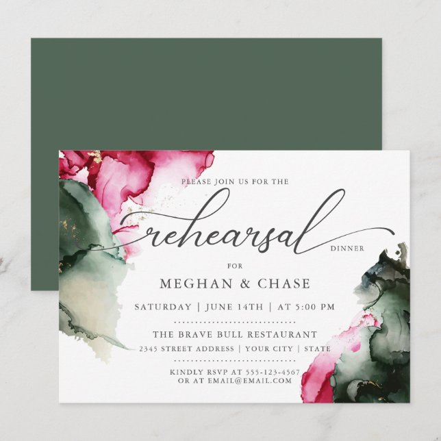 Abstraktes Rosa und weiße Farbe Einladung (Vorne/Hinten)