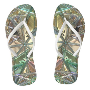 Abstraktes rosafarbenes Gold, aquamarin Flip Flops