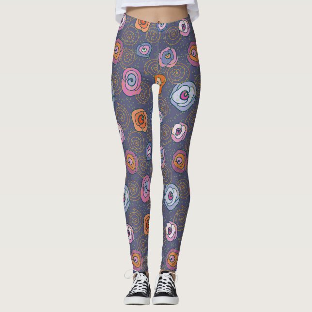 Abstraktes Rosenfeldmuster Leggings (Vorderseite)