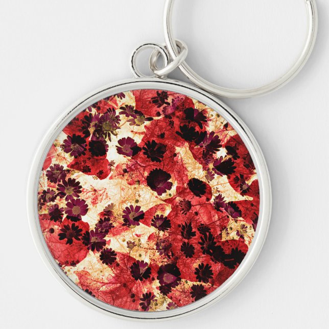 Abstraktes, rot-gelbes Farbmuster für die Blume Schlüsselanhänger (Vorne)