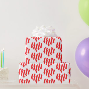 Abstraktes Rot n Weiße Streifen Herzstück Geschenkpapier