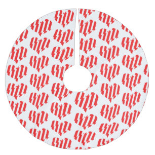 Abstraktes Rot n Weiße Streifen Herzstück Polyester Weihnachtsbaumdecke