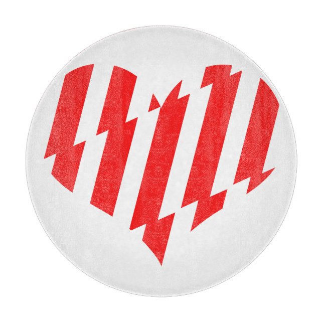 Abstraktes Rot n Weiße Streifen Herzstück Schneidebrett (Vorderseite)