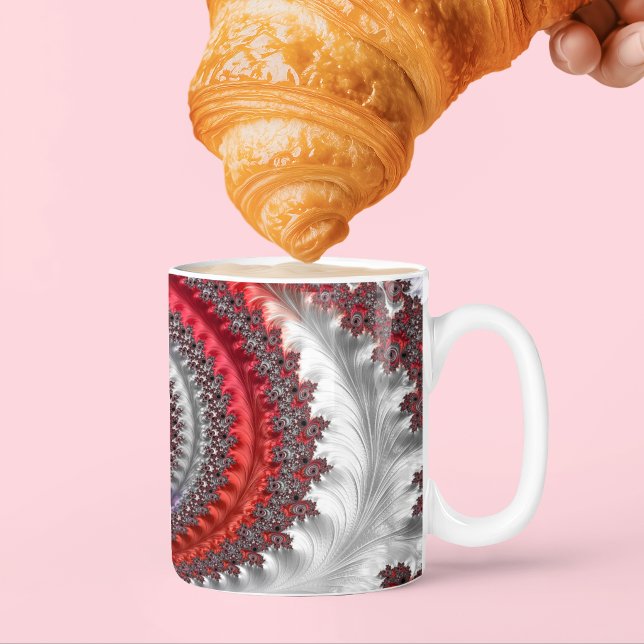 Abstraktes Rot-Schwarz-Weiß-Fraktal Kaffeetasse (Von Creator hochgeladen)