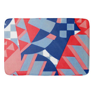abstraktes Rot und Blau Badematte