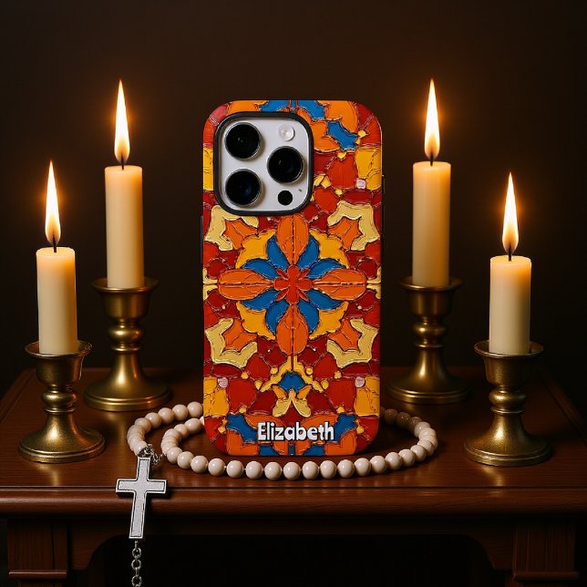 Abstraktes Rot- und Gelbmosaik Case-Mate iPhone Hülle (Von Creator hochgeladen)