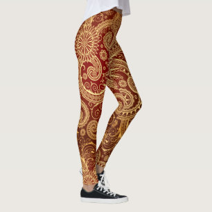 Abstraktes Rot- und Goldmuster Leggings