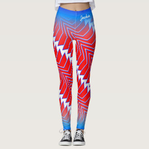 Abstraktes Rot-Weiß-Blau-Muster mit Ihrem Namen Leggings