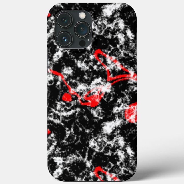 Abstraktes Rot-, Weiß- und Schwarz-Marmor Case-Mate iPhone Hülle (Rückseite)
